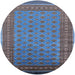 Round Mid-Century Modern Blue Oriental Rug, urb1993