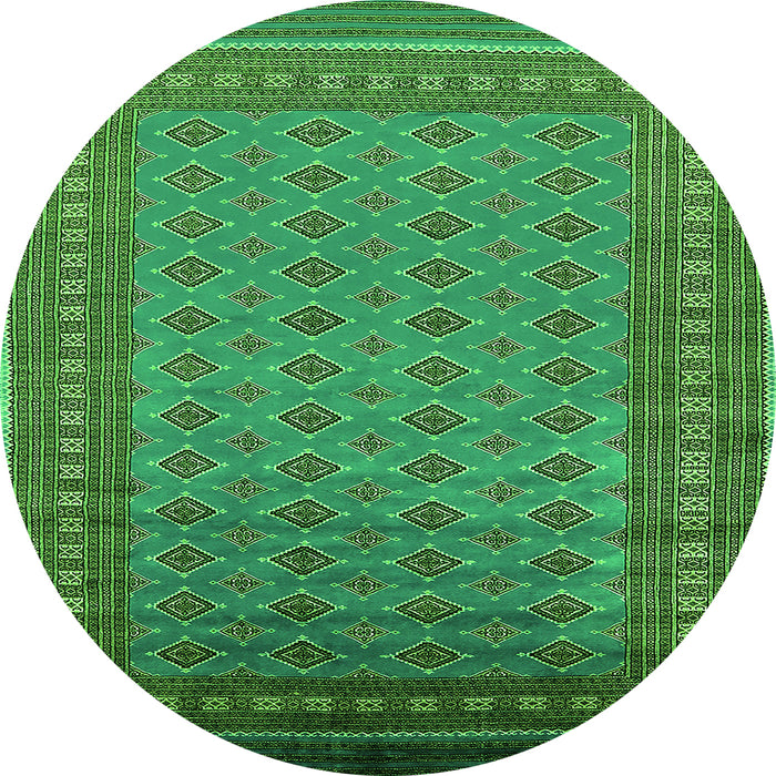 Round Machine Washable Oriental Green Industrial Area Rugs, wshurb1993grn