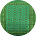 Round Machine Washable Oriental Green Industrial Area Rugs, wshurb1993grn