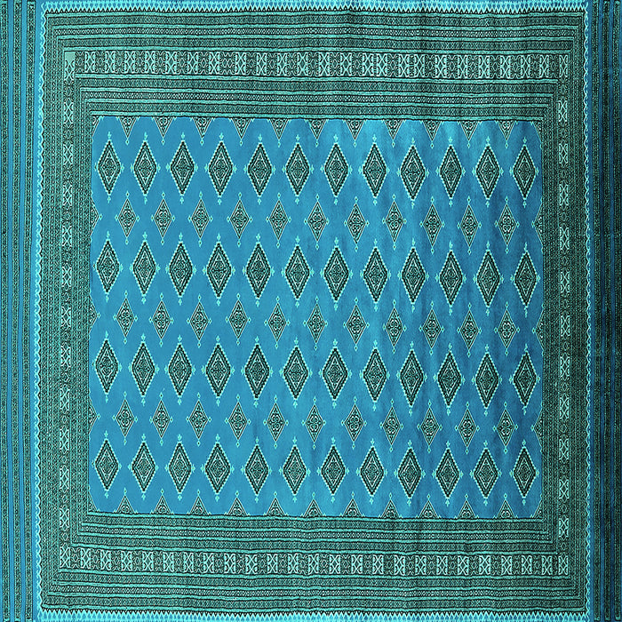 Square Machine Washable Oriental Turquoise Industrial Area Rugs, wshurb1993turq