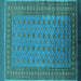 Square Machine Washable Oriental Turquoise Industrial Area Rugs, wshurb1993turq