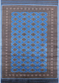 Machine Washable Industrial Modern Blue Rug, wshurb1993