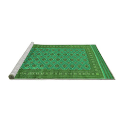 Sideview of Machine Washable Oriental Green Industrial Area Rugs, wshurb1993grn