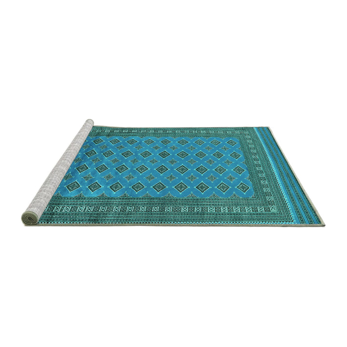 Sideview of Machine Washable Oriental Turquoise Industrial Area Rugs, wshurb1993turq