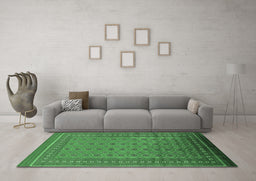 Machine Washable Oriental Emerald Green Industrial Area Rugs in a Living Room,, wshurb1993emgrn
