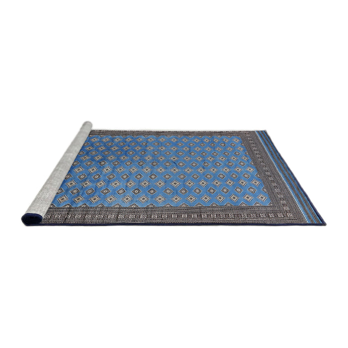 Sideview of Machine Washable Industrial Modern Koi Blue Rug, wshurb1994