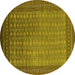 Round Machine Washable Oriental Yellow Industrial Rug, wshurb1994yw