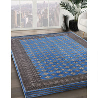 Mid-Century Modern Koi Blue Oriental Rug, urb1994