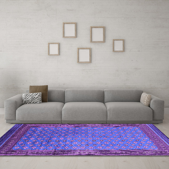 Machine Washable Oriental Purple Industrial Area Rugs in a Living Room, wshurb1994pur