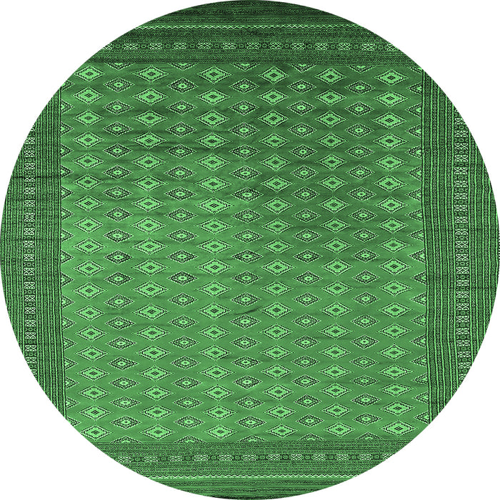 Round Oriental Emerald Green Industrial Rug, urb1994emgrn