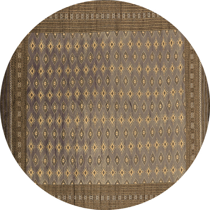Round Oriental Brown Industrial Rug, urb1994brn