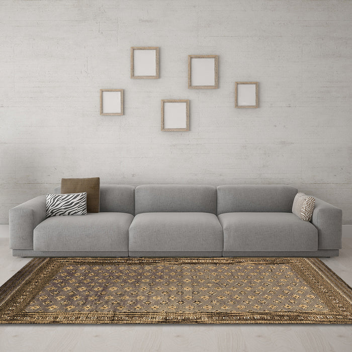 Machine Washable Oriental Brown Industrial Rug in a Living Room,, wshurb1994brn