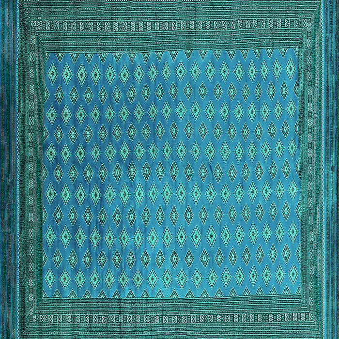 Square Oriental Turquoise Industrial Rug, urb1994turq