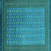 Square Oriental Turquoise Industrial Rug, urb1994turq