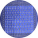 Round Oriental Blue Industrial Rug, urb1994blu