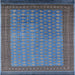 Square Mid-Century Modern Koi Blue Oriental Rug, urb1994