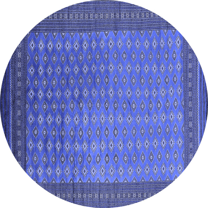 Round Machine Washable Oriental Blue Industrial Rug, wshurb1994blu