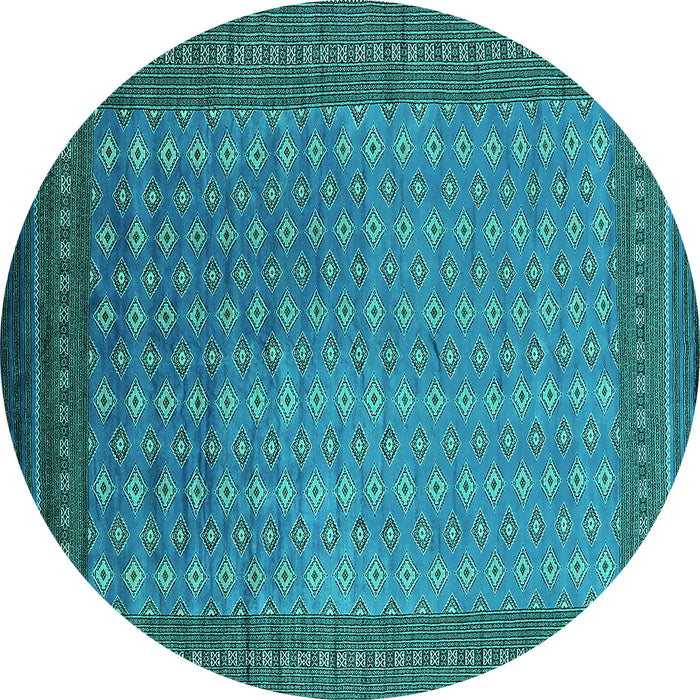 Round Oriental Turquoise Industrial Rug, urb1994turq