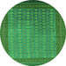 Round Oriental Green Industrial Rug, urb1994grn