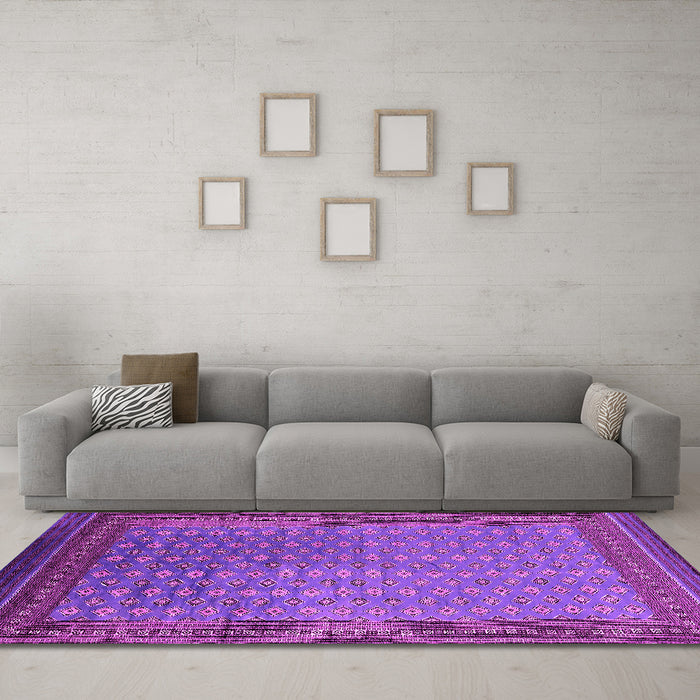 Machine Washable Oriental Pink Industrial Rug in a Living Room, wshurb1994pnk