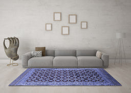 Machine Washable Oriental Blue Industrial Rug in a Living Room, wshurb1995blu