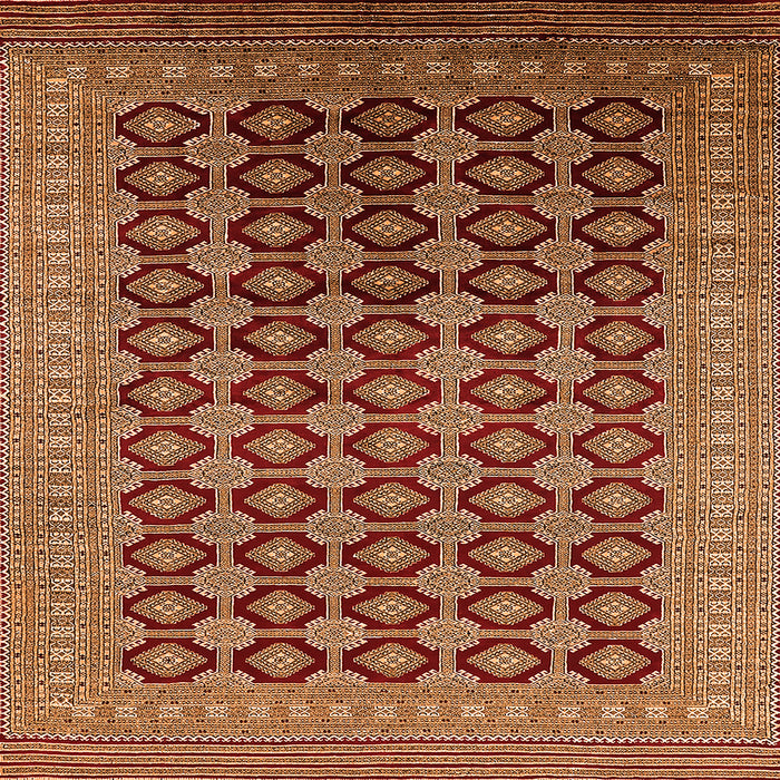Square Machine Washable Oriental Orange Industrial Area Rugs, wshurb1995org