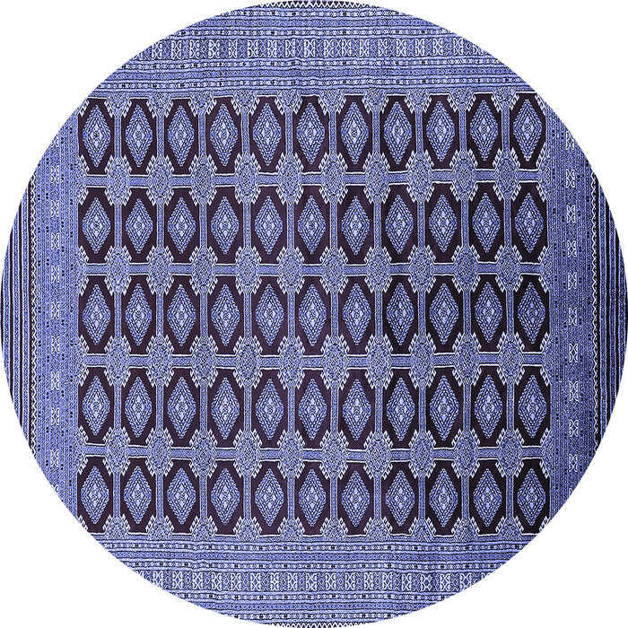 Round Machine Washable Oriental Blue Industrial Rug, wshurb1995blu