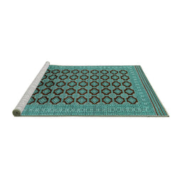 Sideview of Machine Washable Oriental Turquoise Industrial Area Rugs, wshurb1995turq