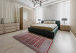 Machine Washable Industrial Modern Khaki Rose Pink Rug in a Bedroom, wshurb1995