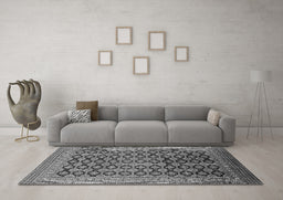 Machine Washable Oriental Gray Industrial Rug in a Living Room,, wshurb1995gry
