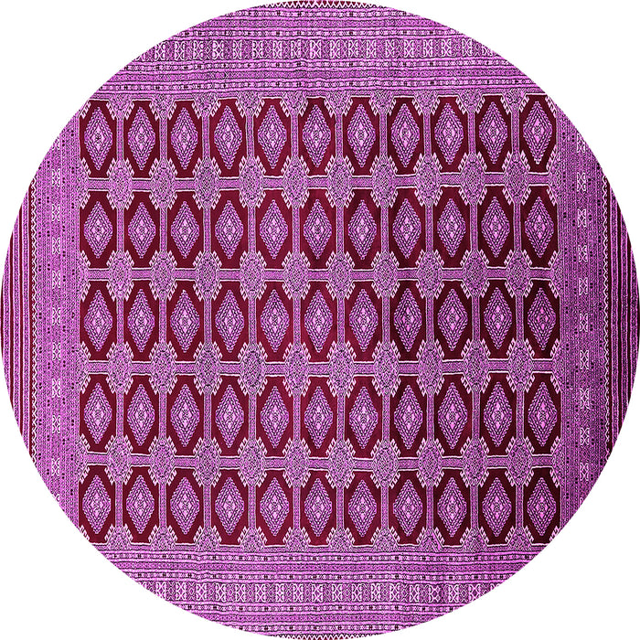 Round Machine Washable Oriental Pink Industrial Rug, wshurb1995pnk