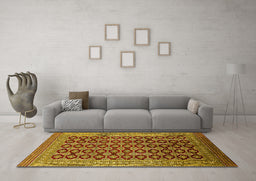Machine Washable Oriental Yellow Industrial Rug in a Living Room, wshurb1995yw