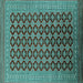 Square Oriental Turquoise Industrial Rug, urb1995turq