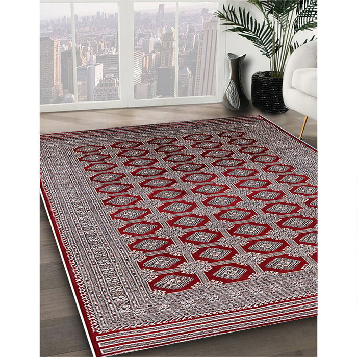 Machine Washable Industrial Modern Khaki Rose Pink Rug in a Family Room, wshurb1995