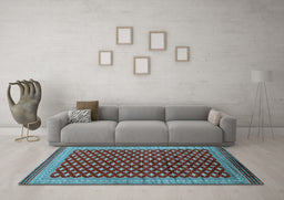 Machine Washable Oriental Light Blue Industrial Rug in a Living Room, wshurb1996lblu
