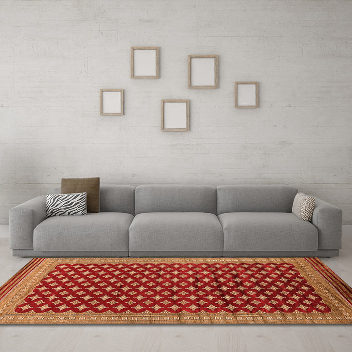 Machine Washable Oriental Orange Industrial Area Rugs in a Living Room, wshurb1996org