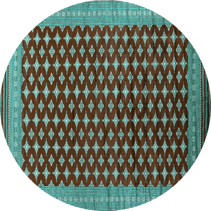 Round Machine Washable Oriental Turquoise Industrial Area Rugs, wshurb1996turq
