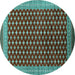 Round Machine Washable Oriental Turquoise Industrial Area Rugs, wshurb1996turq