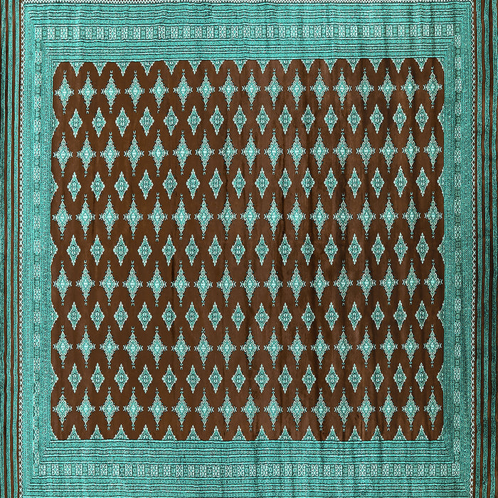 Square Oriental Turquoise Industrial Rug, urb1996turq