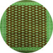 Round Machine Washable Oriental Green Industrial Area Rugs, wshurb1996grn