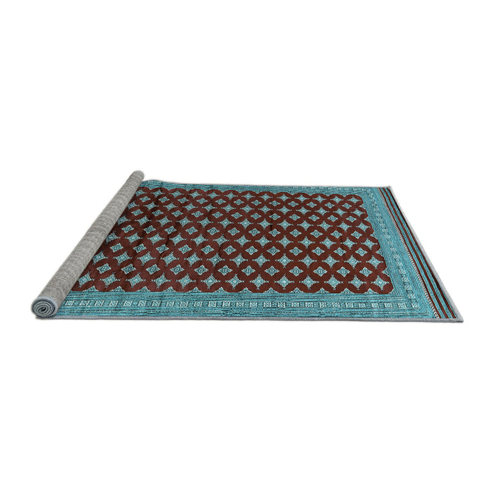 Sideview of Machine Washable Oriental Light Blue Industrial Rug, wshurb1996lblu