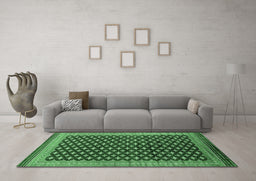 Machine Washable Oriental Emerald Green Industrial Area Rugs in a Living Room,, wshurb1996emgrn