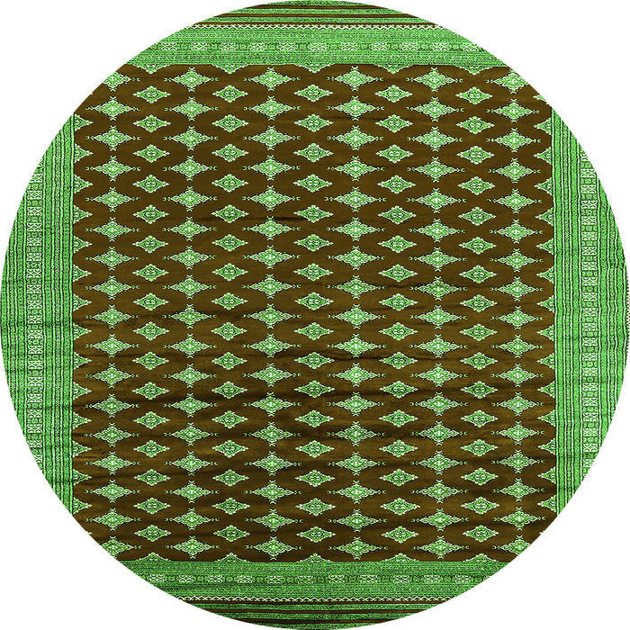 Round Oriental Green Industrial Rug, urb1996grn