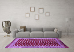 Machine Washable Oriental Purple Industrial Area Rugs in a Living Room, wshurb1996pur