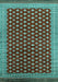 Machine Washable Oriental Turquoise Industrial Area Rugs, wshurb1996turq