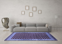 Machine Washable Oriental Blue Industrial Rug in a Living Room, wshurb1996blu