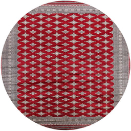 Round Mid-Century Modern Rosy Brown Pink Oriental Rug, urb1996