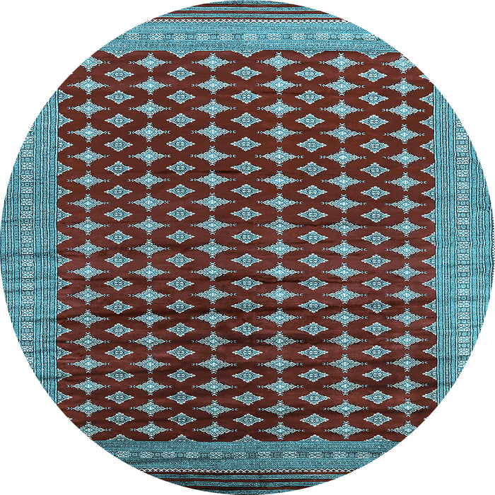 Round Machine Washable Oriental Light Blue Industrial Rug, wshurb1996lblu