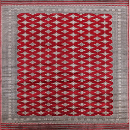 Square Mid-Century Modern Rosy Brown Pink Oriental Rug, urb1996