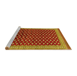 Sideview of Machine Washable Oriental Yellow Industrial Rug, wshurb1996yw